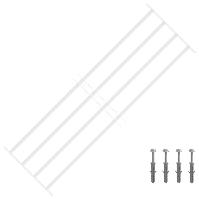 Grille de sécurité pour fenêtre avec 4 barreaux horizontaux réglable de 93 à 174 cm