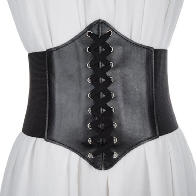 Brede Korset Taille Riem | Zwart | Elastische Dames Riem