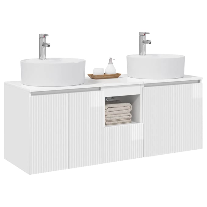 vidaXL - Badkamerkast - set - 3 - st - Hoogglans - Wit - 49,5 - x - 44,5 - x - 65 - cm