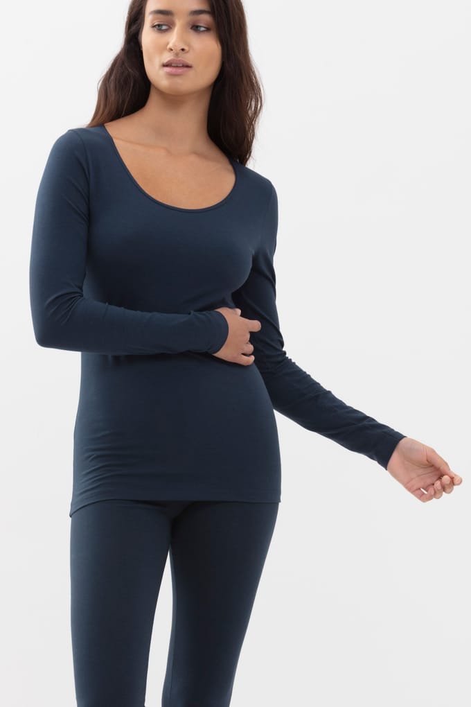 Top 1/1-lange mouwen Serie Cotton Pure Night Blue
