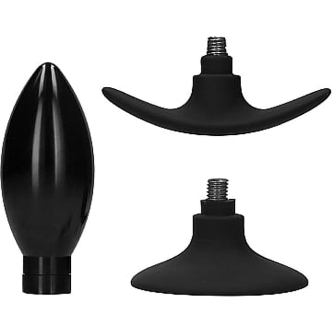 Interchangeable Butt Plug Set - Rounded Large - Black
