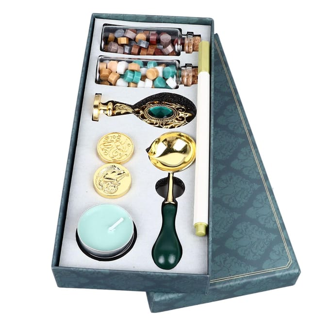 Waszegel Stempel Retro Stijl Afneembare Handgreep Gesneden Patroon Eenvoudige Bediening Waszegel Stempel Kit met gray