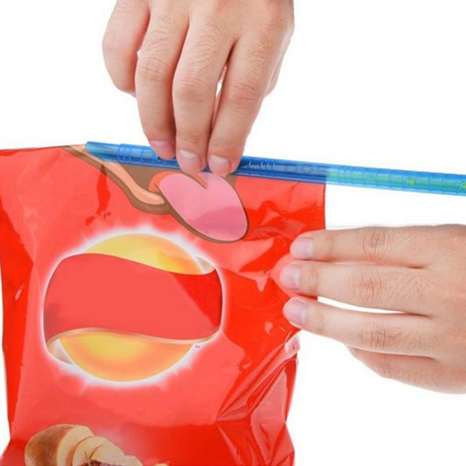 Pinces de scellage en plastique Gripstick pour sachets de chips, aliments frais, snacks, cuisine, café orange