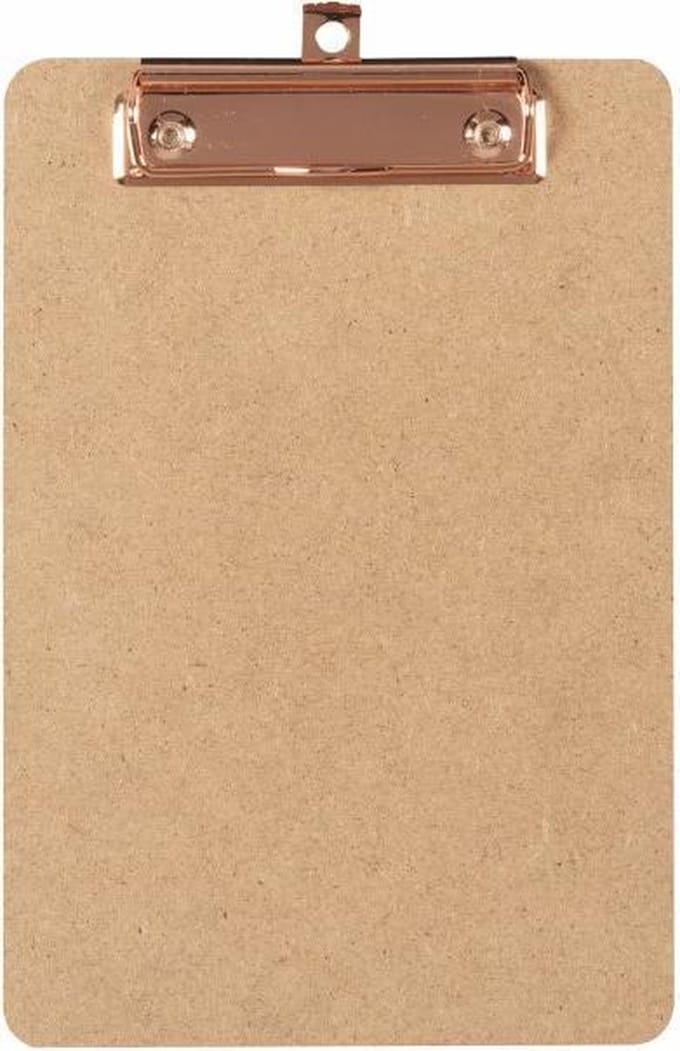 LPC  Klembord - clipboard - hout/mdf/hardboard - A5 -100 mm klem koper