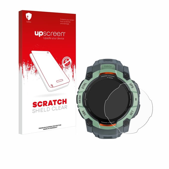 upscreen - Screenprotector voor Garmin Instinct 3 AMOLED (50 mm) - Folie Beschermfolie transparant