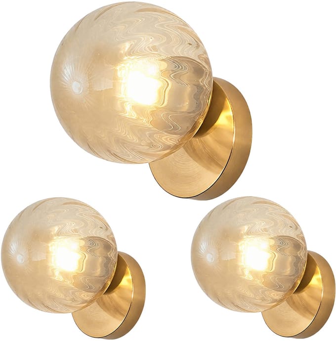 Set van 3 Wandlamp Badkamer Glas Wandlampen Moderne Binnen E27 Goud