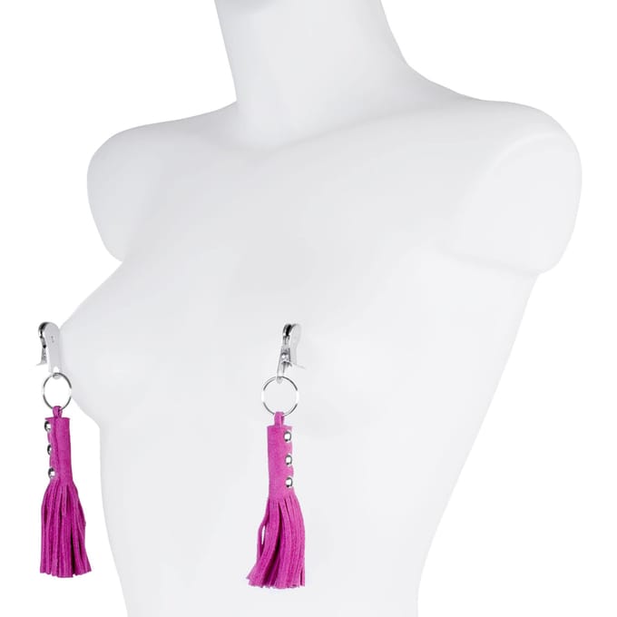 Rimba - Tepelklemmen Met leder Zweepje - Roze