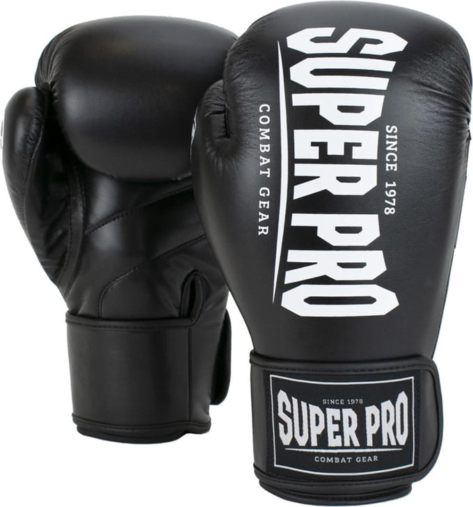 Super Pro Combat Gear Champ (kick)bokshandschoenen Zwart/Wit 16oz
