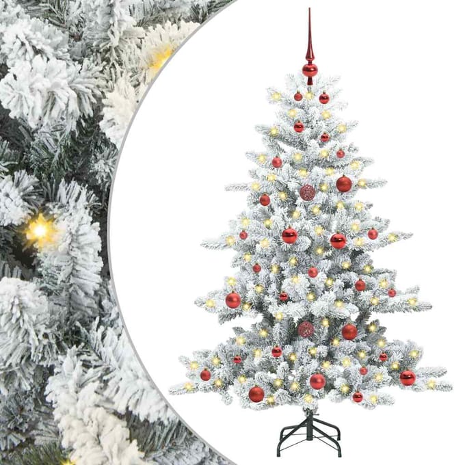 vidaXL - Kunstmatige - Hinged - Kerstboom - Wit - 150 - cm - PVC - en - Staal