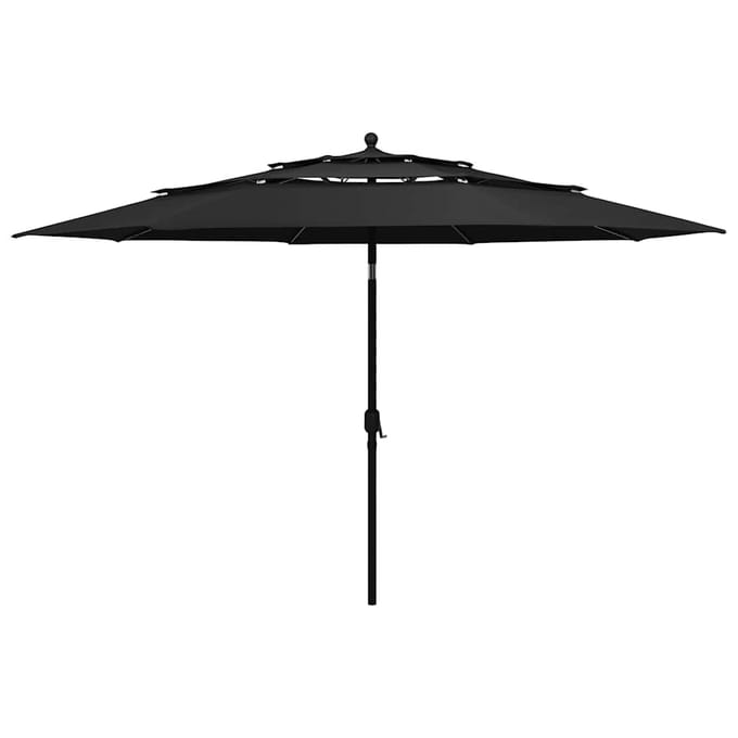 vidaXL - Parasol - 3-laags - met - aluminium - paal - 3,5 - m - zwart