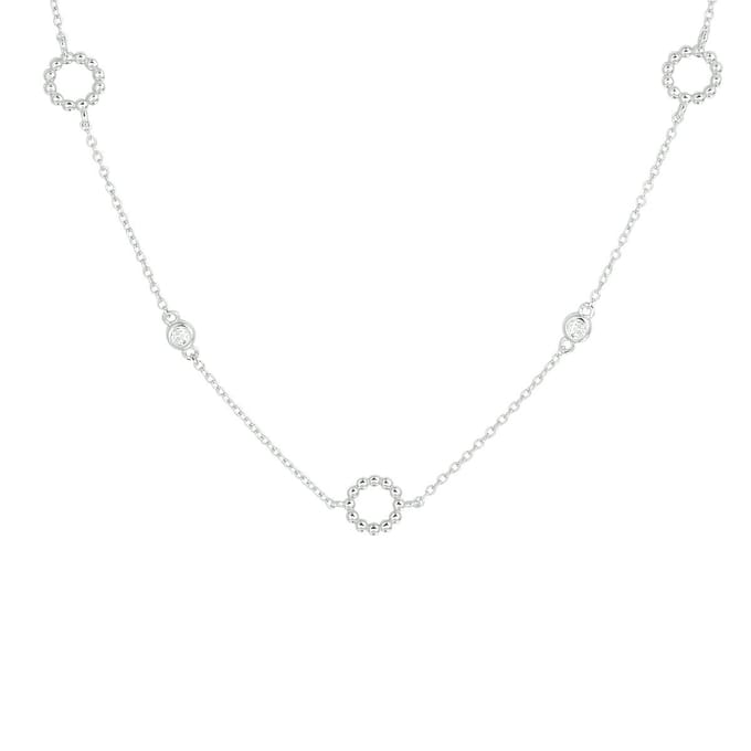 collier zirkonia 41 + 4 cm zilver gerhodineerd