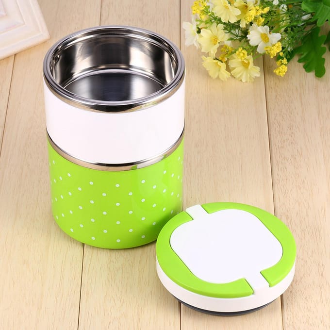 2-laags roestvrijstalen isolatie thermo-thermische lunchbox voedselcontainer heet white