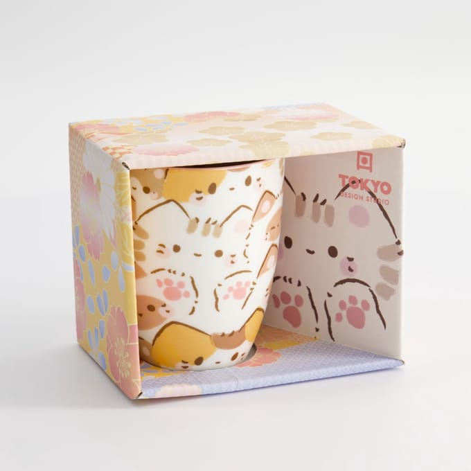 Tokyo Design Studio – Kawaii Mok – Kat – Roze – 380 ml – Geschenkdoos