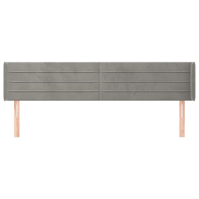 vidaXL - Hoofdbord - met - randen - 203x16x78/88 - cm - fluweel - lichtgrijs