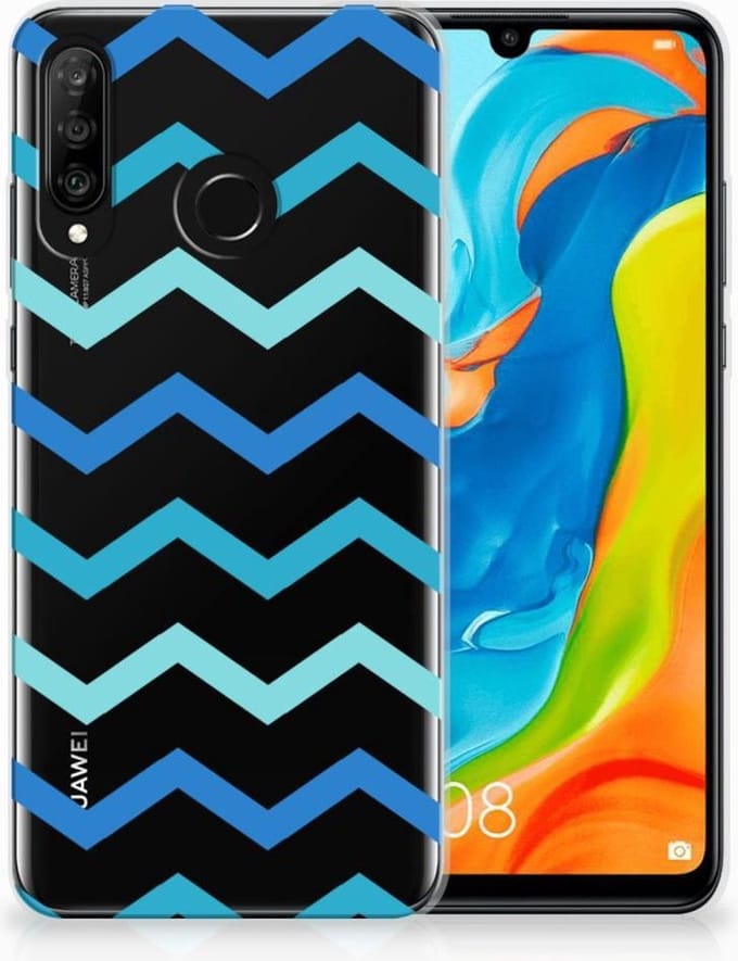 Huawei P30 Lite TPU bumper Zigzag Blauw
