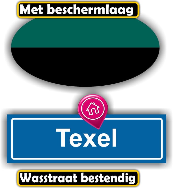 Jerma - Texel - Vlag - Stickers -Set 2 st - ovaal 13 x 7 - tekst 13 x 6 cm - Zelfklevend - Vinyl