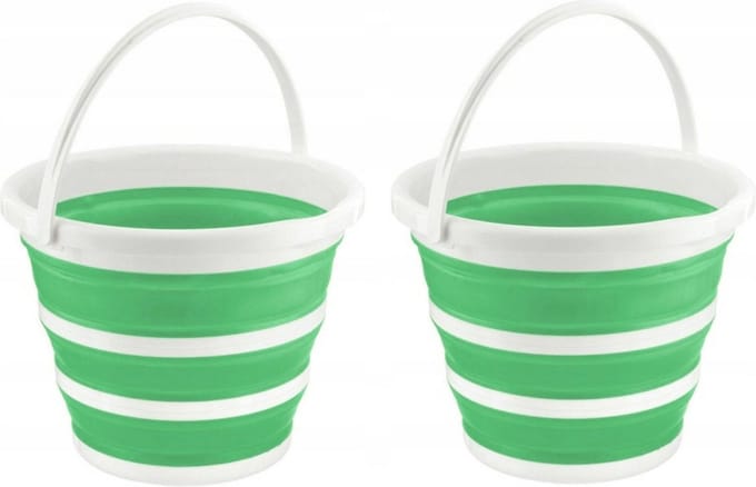 Benson Opvouwbaar emmer - 2x stuks - groen - kunststof - 5L - camping - afwasteil