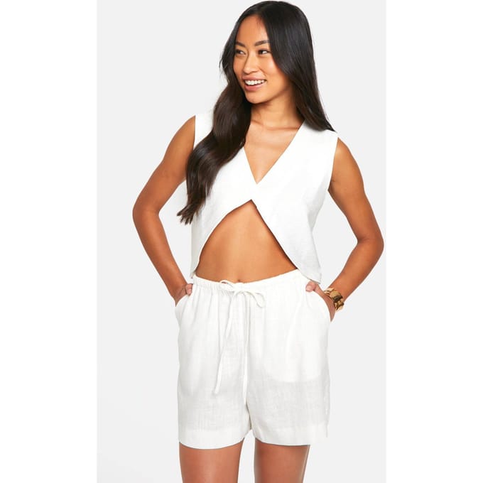 boohoo Dames Woven Open Front Tailored Waistcoat | Ivoor | Maat: Medium