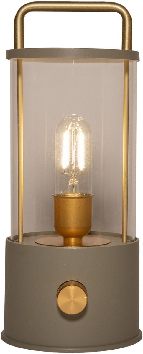 Anna Collection Camping tafellamp/lantaarn Elin - groen - 25 cm - dimbaar - draadloos/oplaadbaar USB - buiten