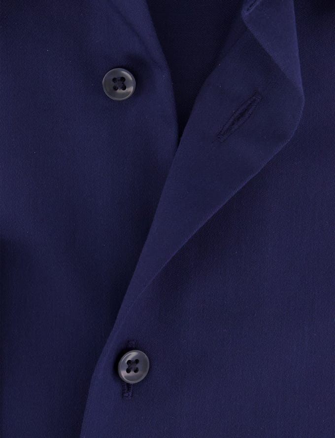 Eterna overhemd donkerblauw strijkvrij lange mouw