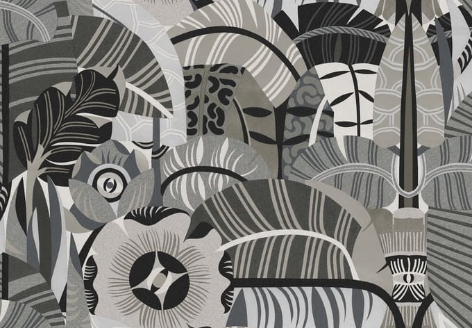 Boråstapeter Vliesbehang 2068 - Swedish Designers - Art Deco Grijs - 49cm x 10.05m