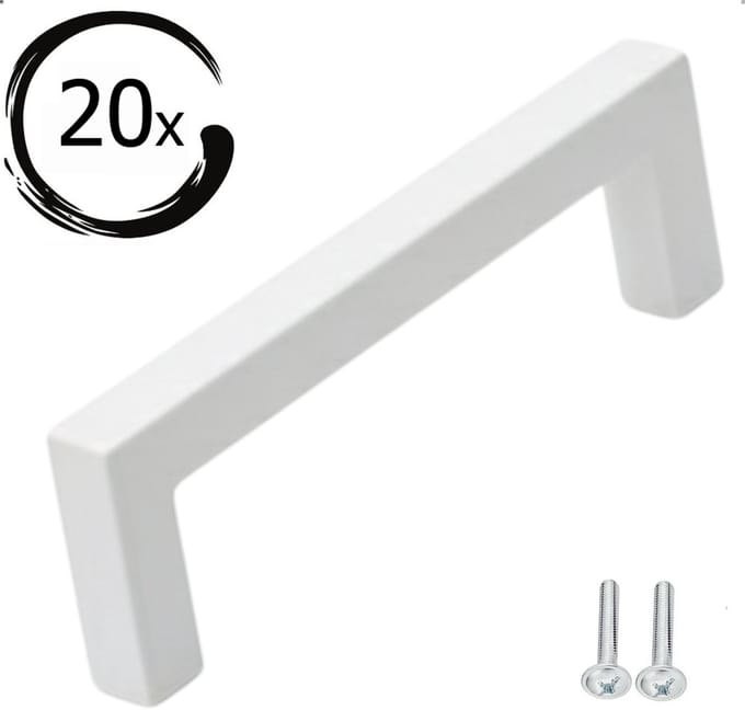 Handgreep Wit RVS 128 MM - 20 Stuks handgrepen - handgrepen keukenkastjes - Inclusief schroeven