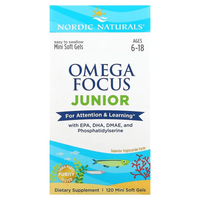 Nordic Naturals, Omega Focus Junior, leeftijd 6-18, 120 mini softgels
