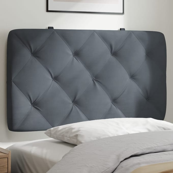 vidaXL - Hoofdbordkussen - 90 - cm - fluweel - donkergrijs