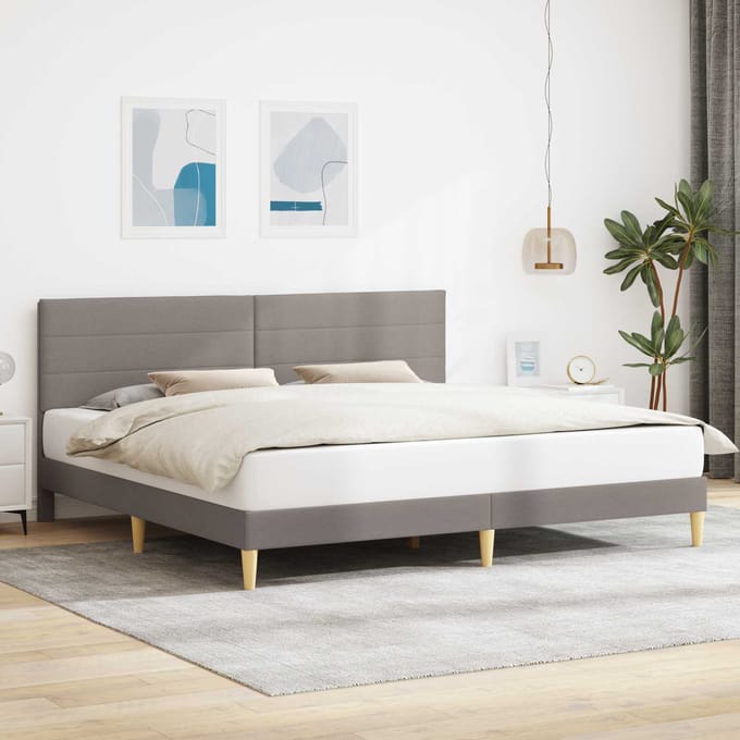 vidaXL - Bedframe - met - hoofdeinde - Taupe - 180 - x - 200 - cm - Stof