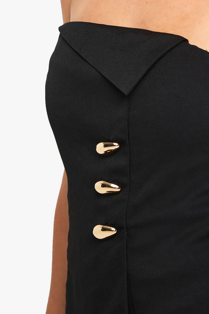 boohoo Dames Gouden hardware bandeau getailleerd vest | Zwart | Maat: 40