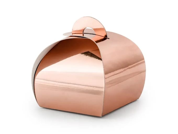 PARTYDECO - 10 roségoud metallic kartonnen doosjes voor bedankjes 6 x 5,5 cm