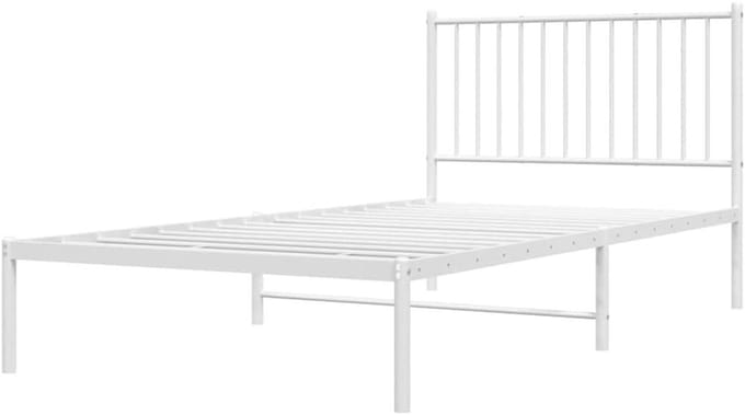 Bedframe met hoofdbord - Metalen ledikant - Slaapkamer meubel - Robuuste constructie - 100x200 cm - Wit