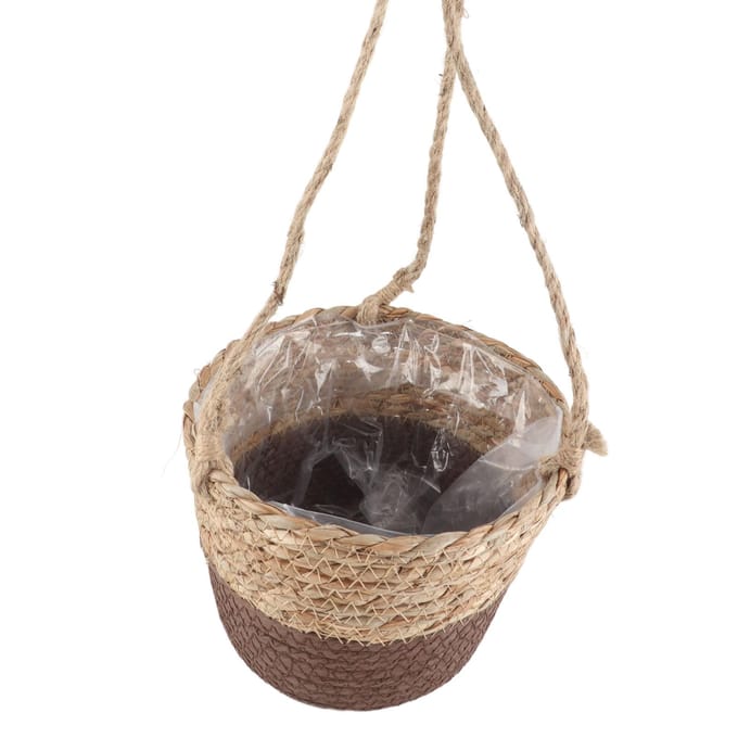 Geweven Bloemenmand Rustieke Retro Stijl Bruine Kleur Decoratieve Multifunctionele Stro Mand voor Kantoor beige