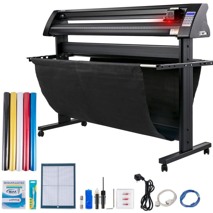Vinylsnijder, 1350 mm Vinylplotter, Plotter Snijder met LED-scherm, Semi-automatisch Ingebouwd Optisch Oog, Compatibel met SignMaster Software voor Windows
