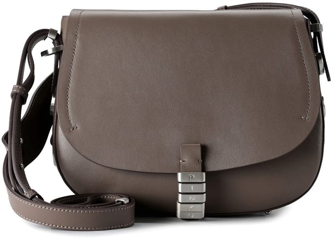 PINKO Saddle Schoudertas Leer 24 cm - Dames - grau-silber