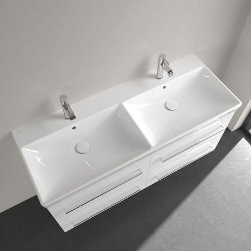 Villeroy & Boch Avento dubbele meubelwastafel - 120x47cm - 2 kraangaten - met overloop - White Alpine (glans wit)