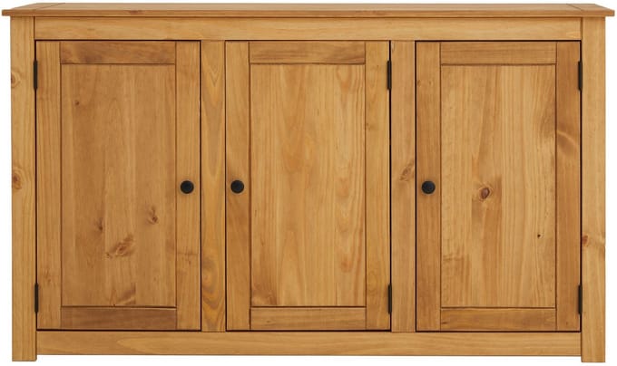 Dressoir CANCUN: ontwerp met 3 deuren in grenenhout, gebeitst/gewaxt