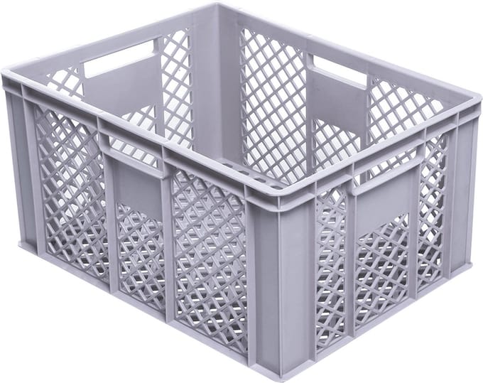 Alpac Stapelkrat - Opbergkrat - 600 x 400 x 320 mm - Geperforeerd - Grijs