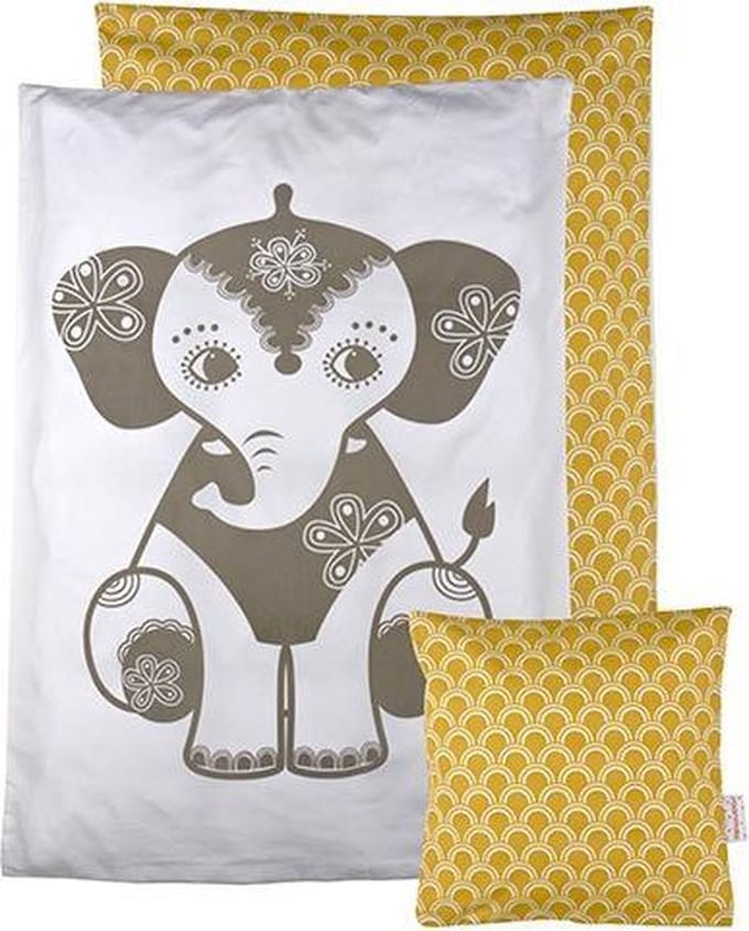 Roommate Dekbedovertrek Elephant Grijs/okergeel 100 X 140 Cm
