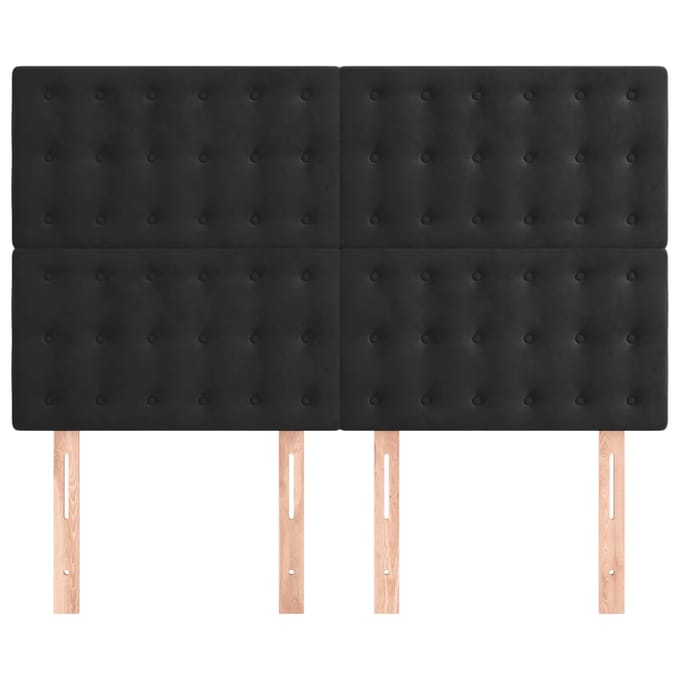 vidaXL - Hoofdbord - zwart - 144x5x118/128 - cm - fluweel