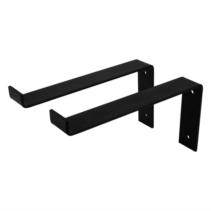 Wovar Plankdrager Zwart Industrieel 15 x 25 cm | Set 2 Stuks