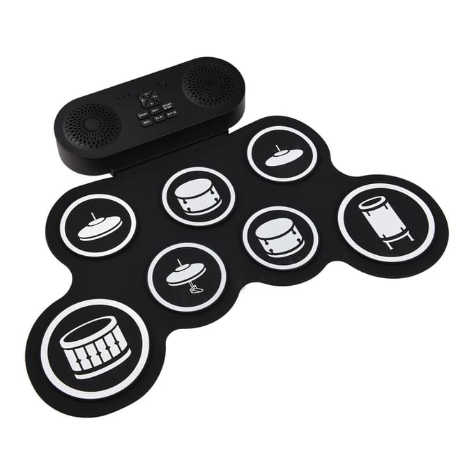 Elektronische drumset Handroll drumset 7 pads met dubbele luidspreker 7 drumstijlen 6 ritmes 10 demo zwart
