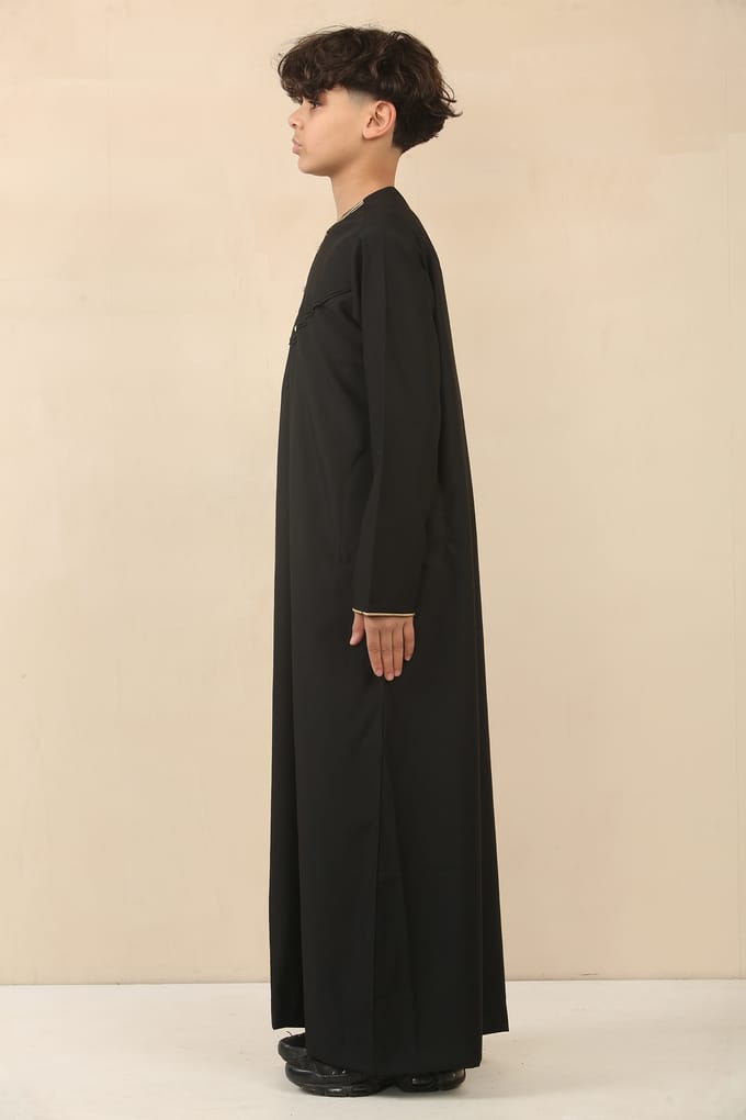 Zwarte Omani Eid Thobe Saudi Emirati Jubba-jas voor jongens voor kinderen