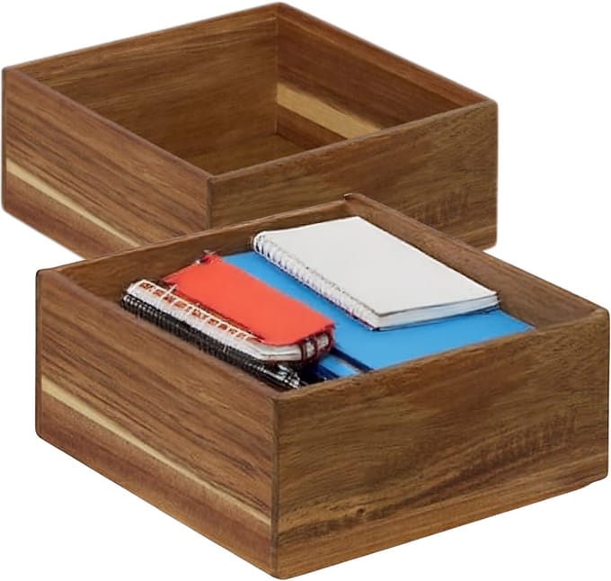Five bureau organizer - 2x - 15 x 15 cm - acacia hout - 1 vaks - kantoor
