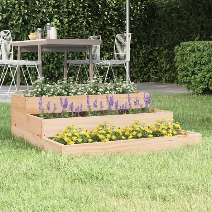 vidaXL - Plantenbak - 78x78x27 - cm - massief - grenenhout