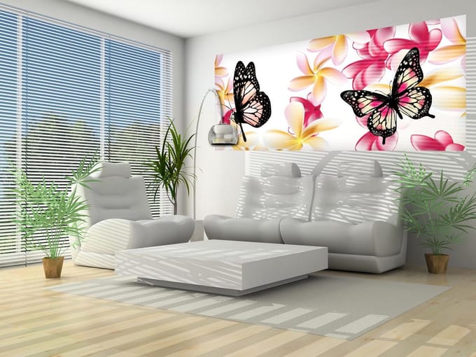 Butterflies Flowers  Photo Wallcovering