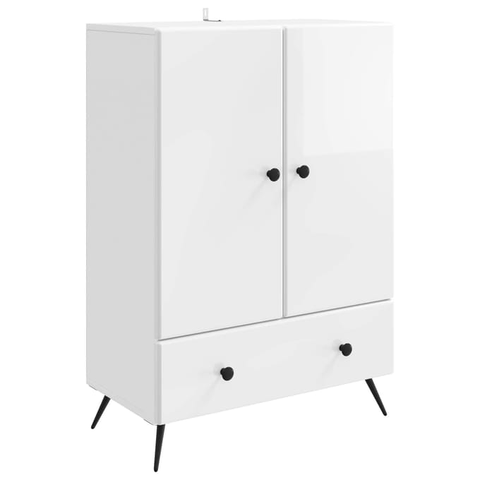 vidaXL - Dressoir - Hoogglans - Wit - 66 - x - 34,5 - x - 95 - cm - Bewerkt - hout