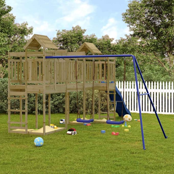 Vidaxl Aire de Jeux pour Jardin, Bois de Pin Imprégné