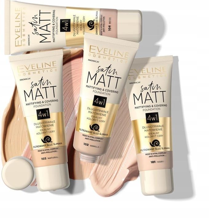 Eveline Cosmetics Satin Matt Mattifying & Covering Foundation 102 Vanilla