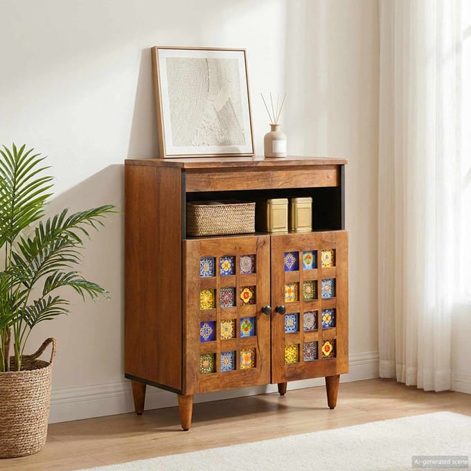 vidaXL - Dressoir - Walnotenhout - 60 - x - 33 - x - 75 - cm - Massief - Mango - Hout